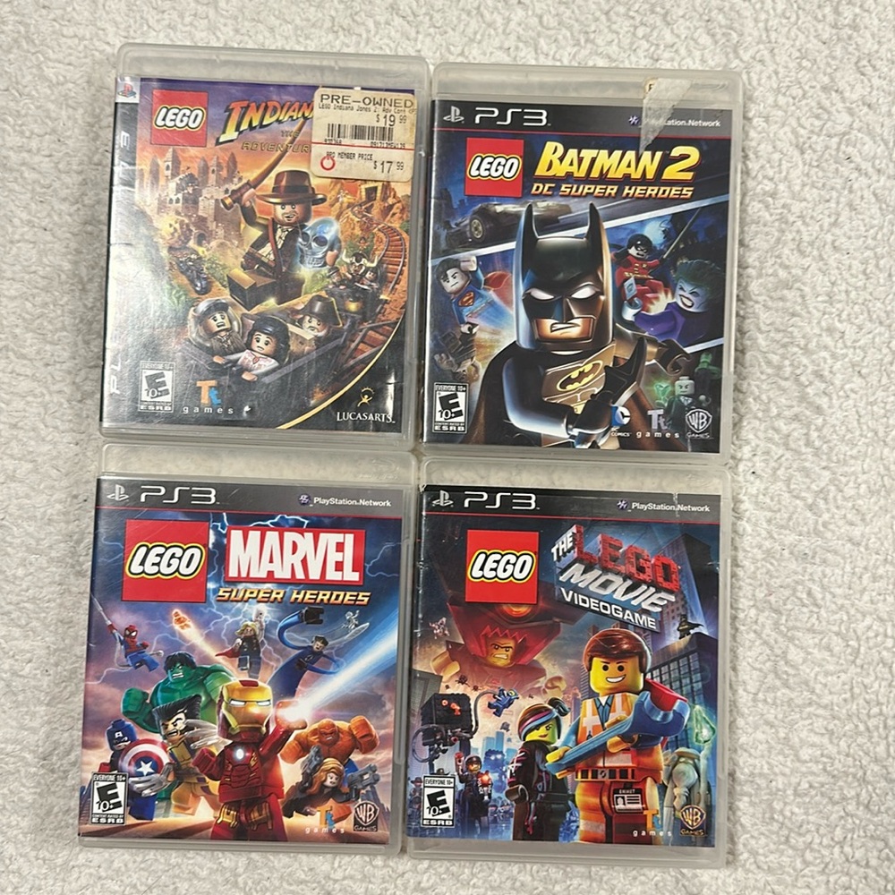 PS3 Lego Video games pre-owned. Batman 2, Marvel, Indiana Jones and Lego movie 4